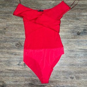 Red Off-the-shoulder Bodysuit